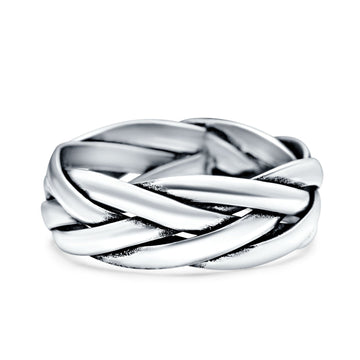 Celtic Oxidized Band Solid 925 Sterling Silver Thumb Ring (6mm)